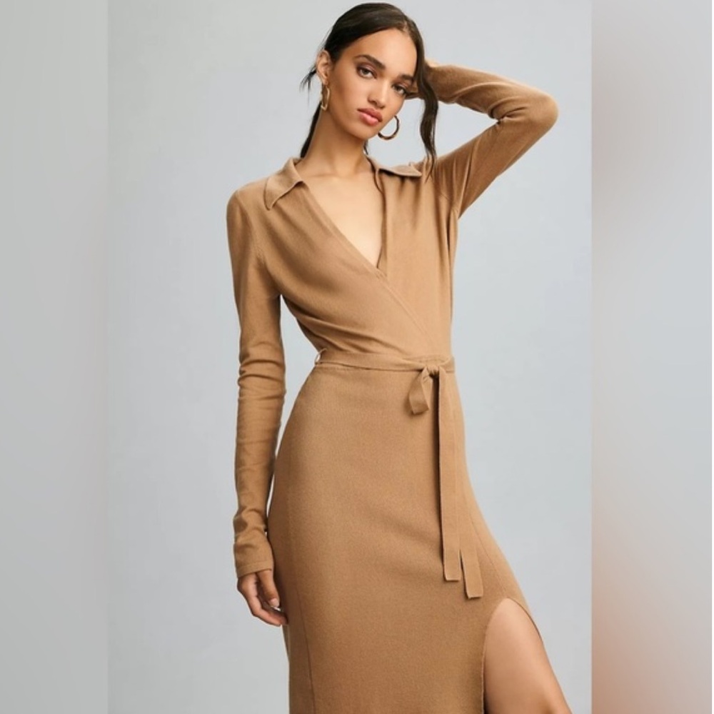 PAIGE Carmen Sweater Dress Color Deep Camel ๐ช Size XS - Picture 2 of 12